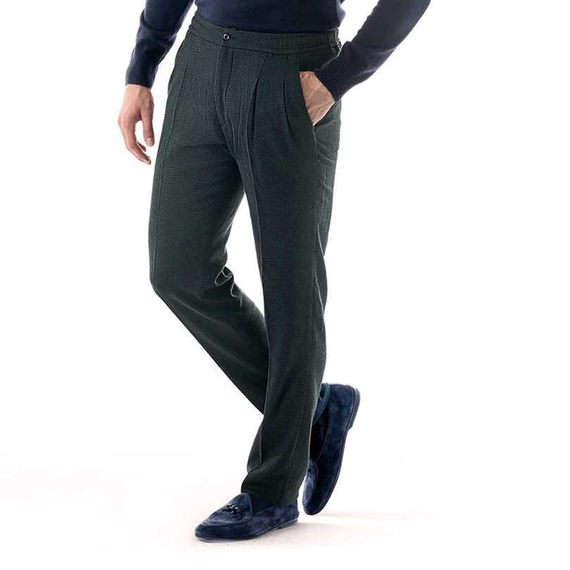 Green Super 130's wool leisure pants
