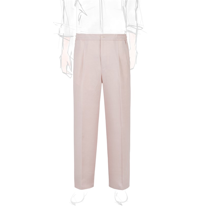 Pantalone leisure in misto lino rosa