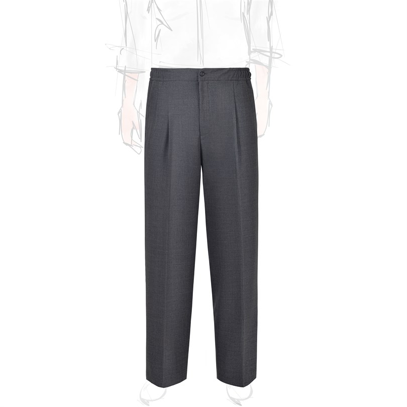Pantalone leisure in lana hopsack grigio