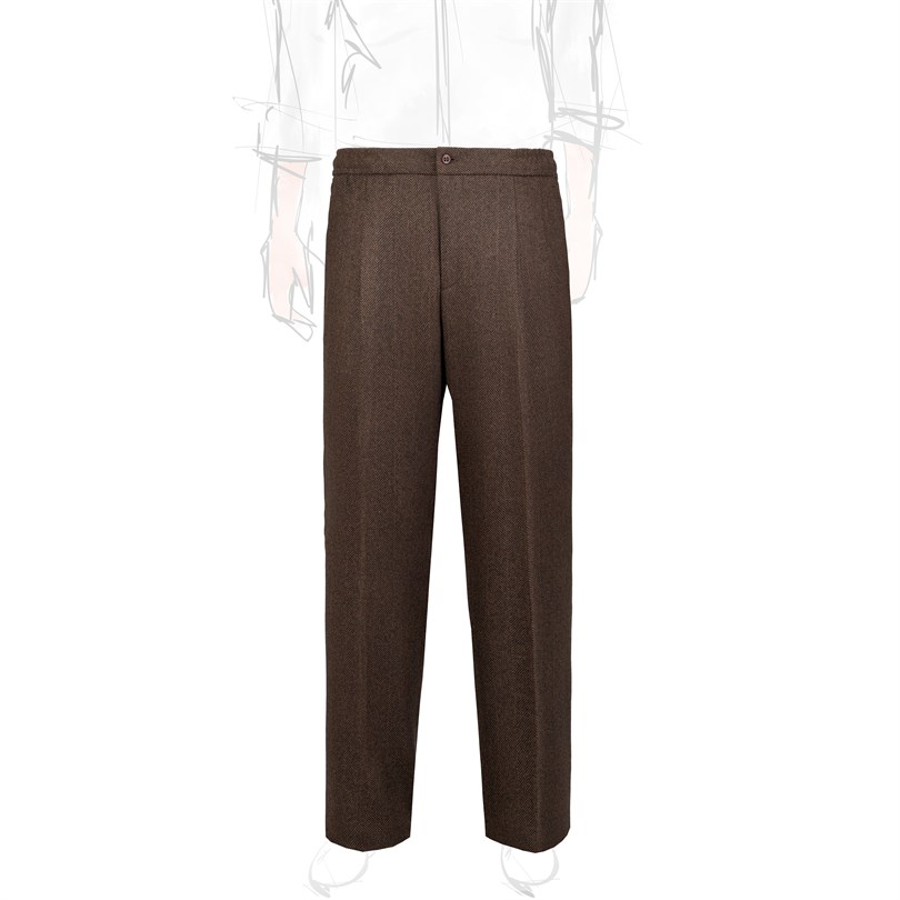 Leisure Trousers in black and brown herringbone wool