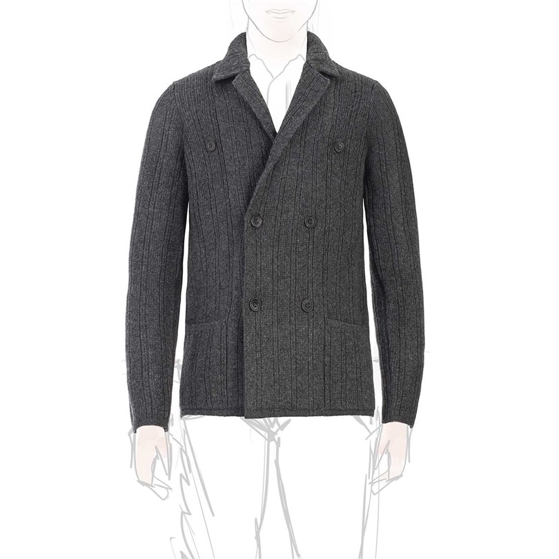 Double breasted gray cashmere cardigan jacket
