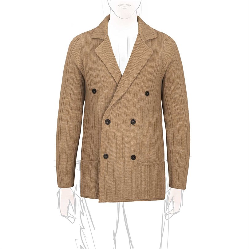 Double breasted rhum cashmere cardigan jacket