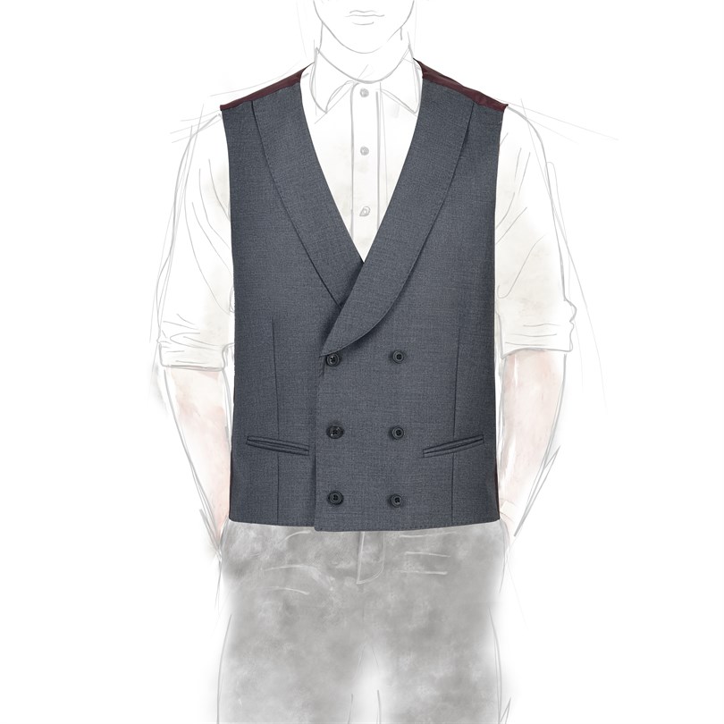 Dark gray tasmanian wool double-breasted vest "green certified" 