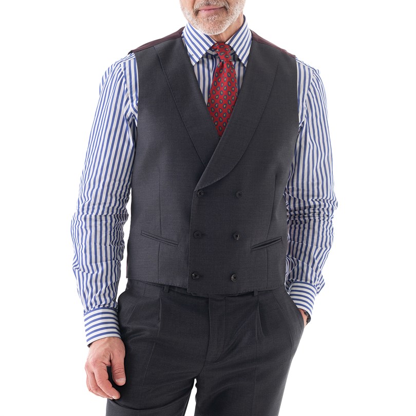 Dark gray tasmanian wool double-breasted vest "green certified" 
