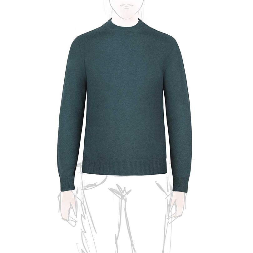 Green cashmere crew-neck sweater