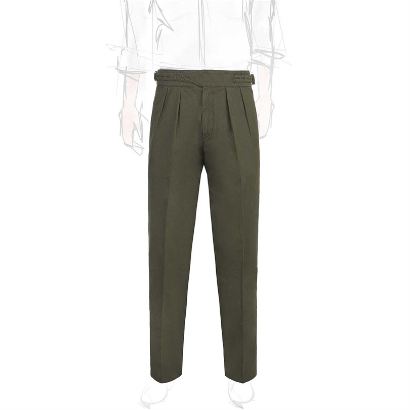 Military green cotton manny trousers