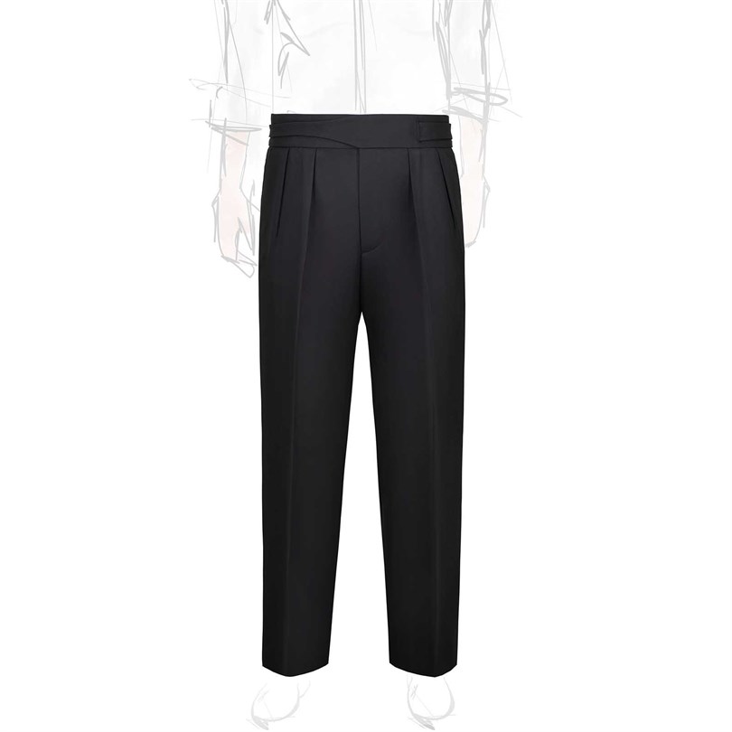 Black tasmanian wool manny tuxedo trousers