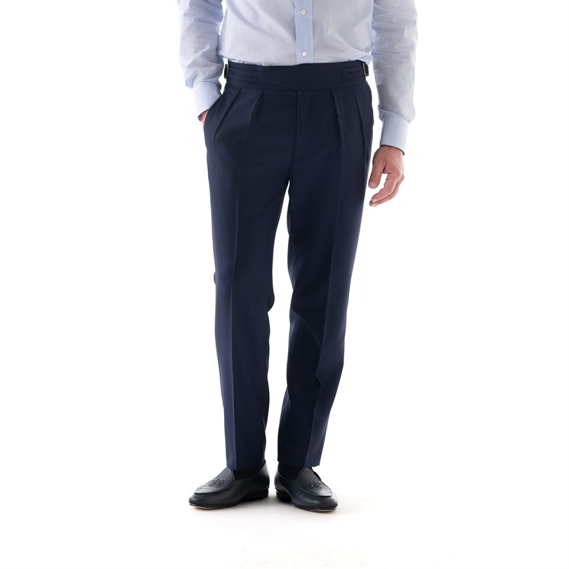 Manny trousers in plain tasmania wool blue