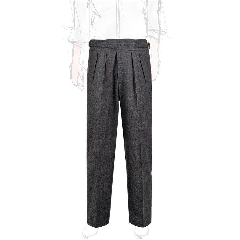 Manny Trousers in grey pinstripe wool