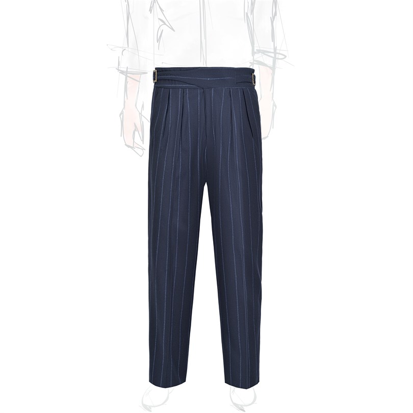 Manny Trousers in blue pinstripe wool