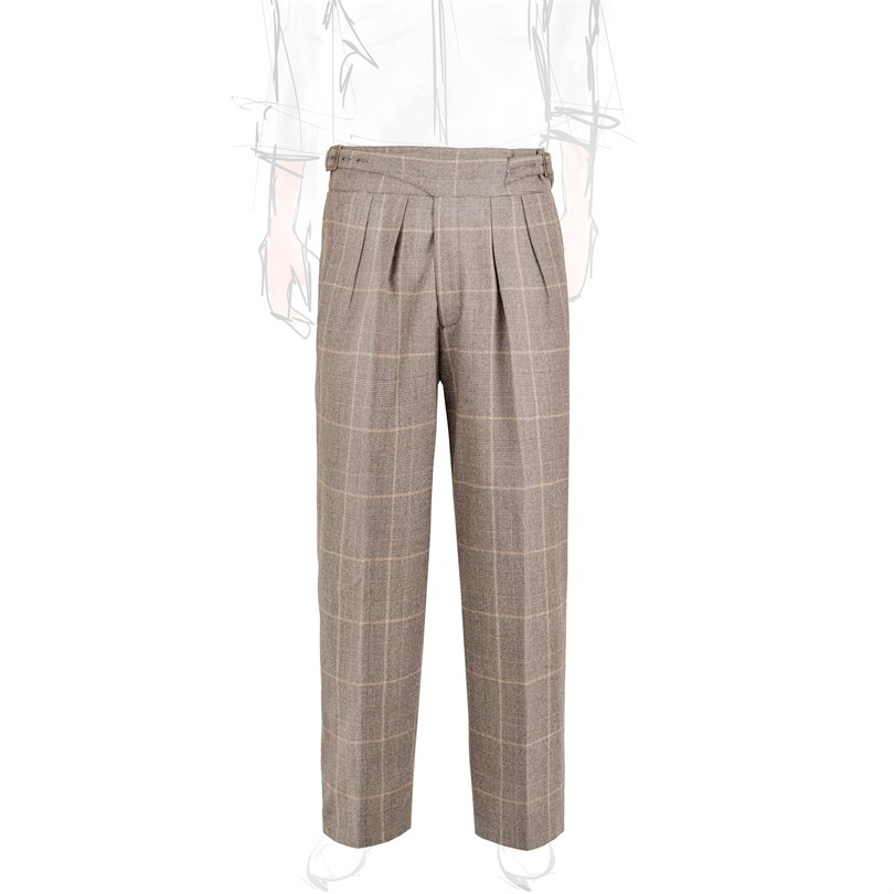 Manny Trousers in beige prince of Wales wool
