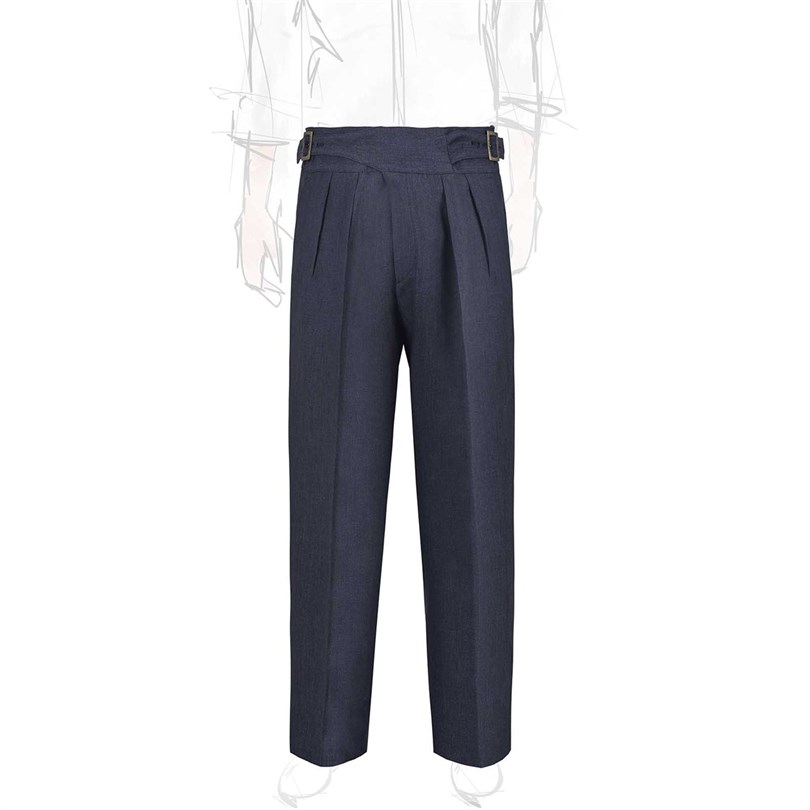 Blue linen manny trousers