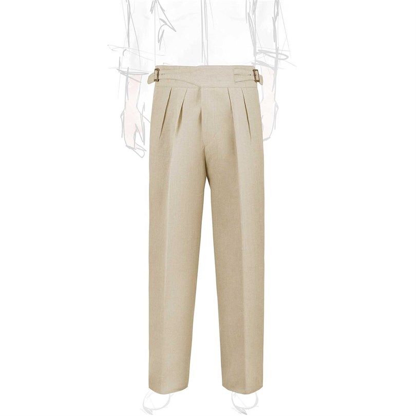 Beige linen manny trousers