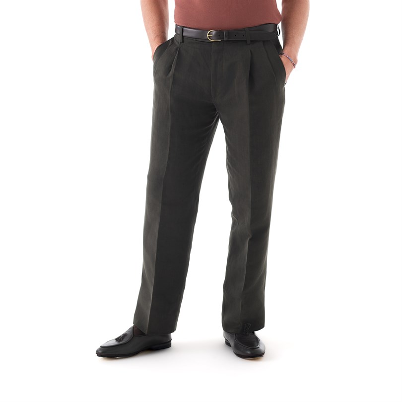 Ciro trousers in green linen blend