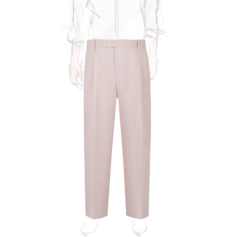 Pantaloni modello Ciro in misto lino rosa