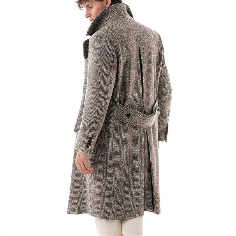 Ulster coat in brown herringbone