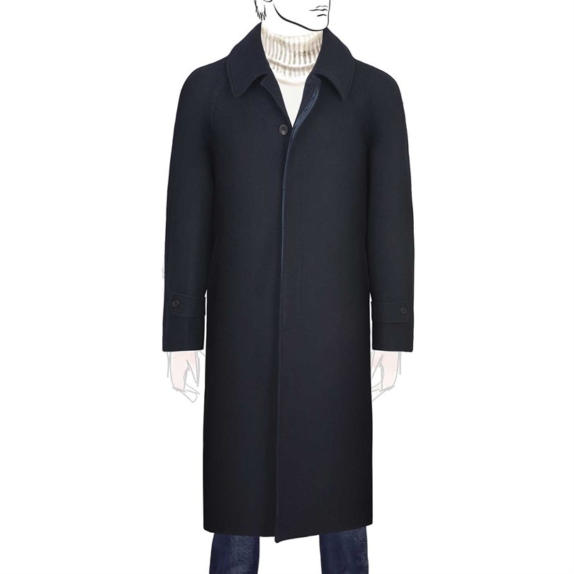 Blue skyfall wool raglan coat