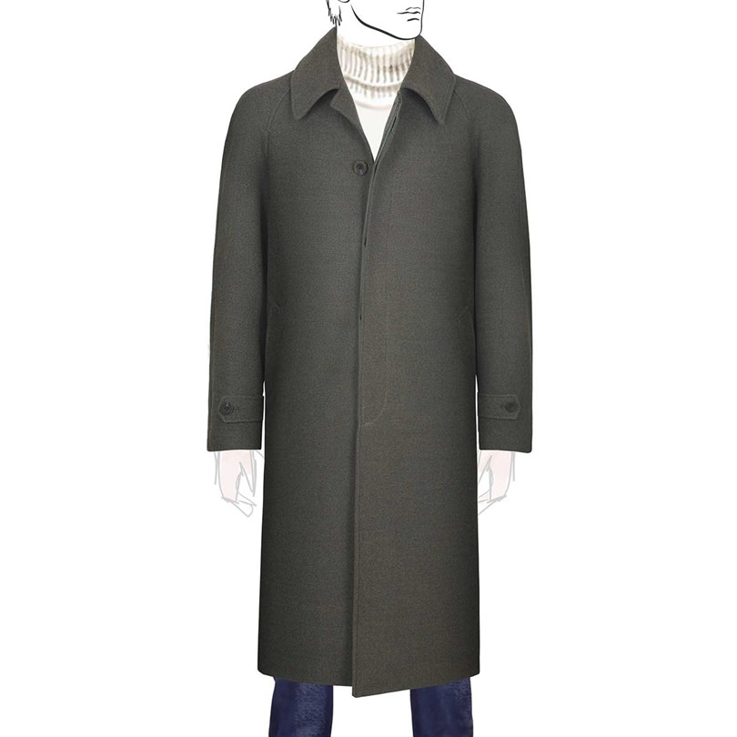 Green skyfall wool raglan coat