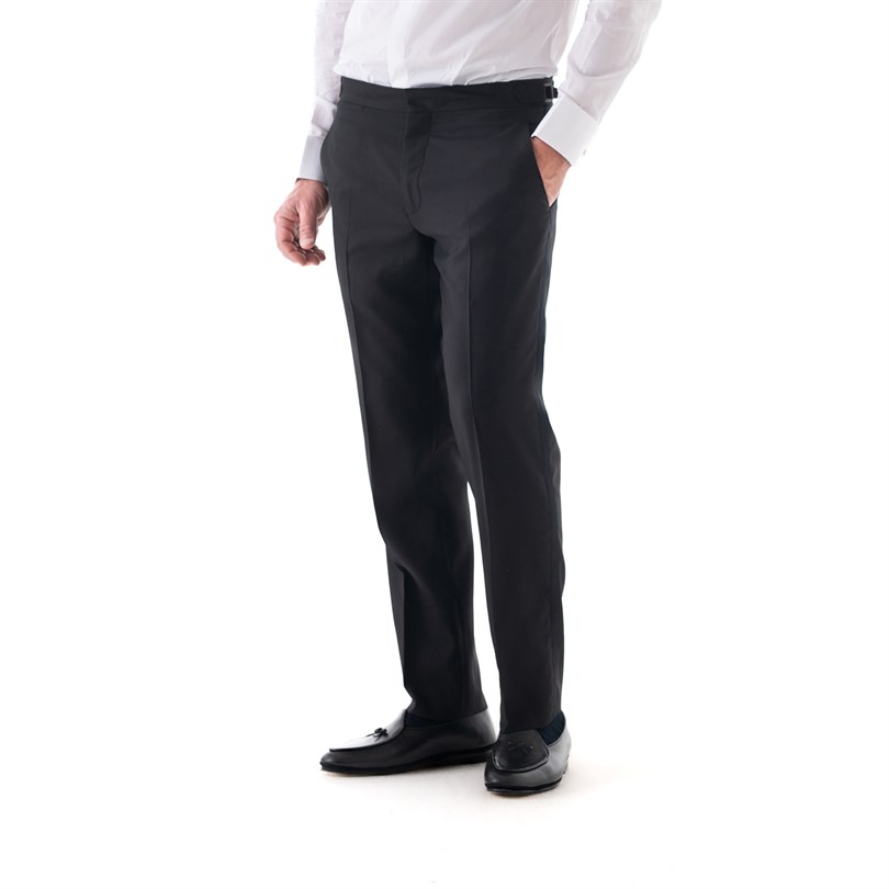 Pantaloni modluca da smoking in lana tasmania neri