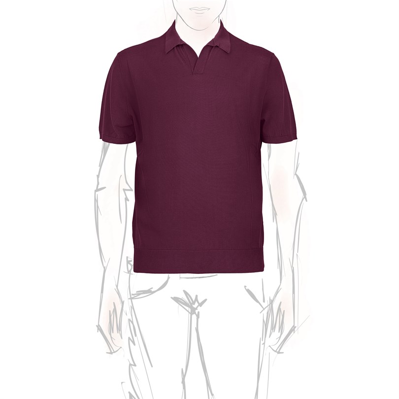 Polo manica corta in maglia vino
