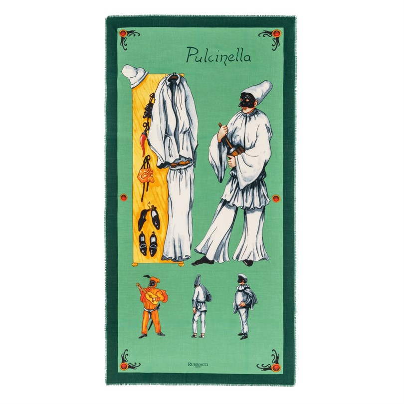 Pulcinella scarf in green cashmere