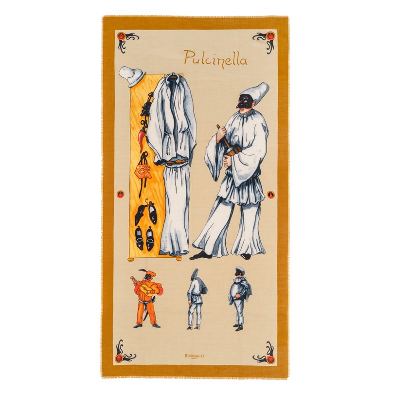 Pulcinella scarf in camel cashmere