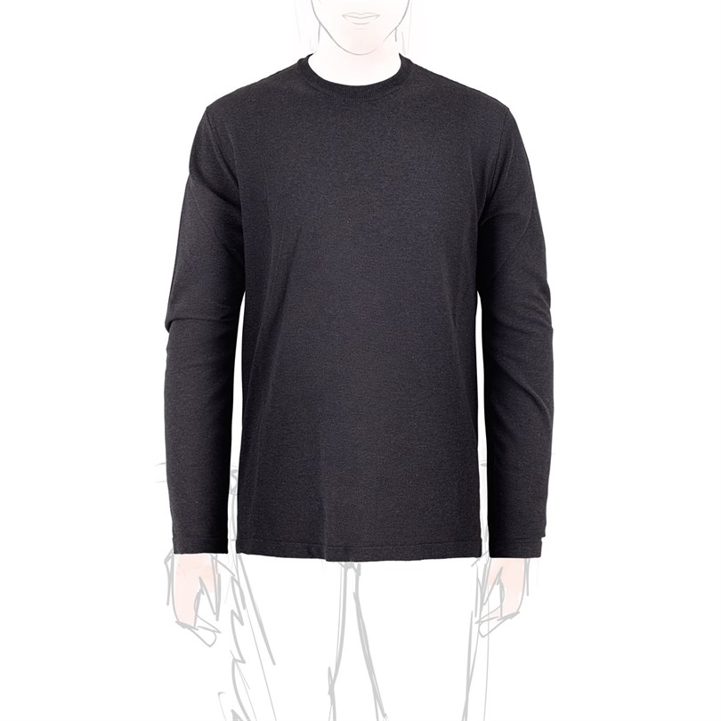 Grey Long-Sleeve Knitted T-Shirt