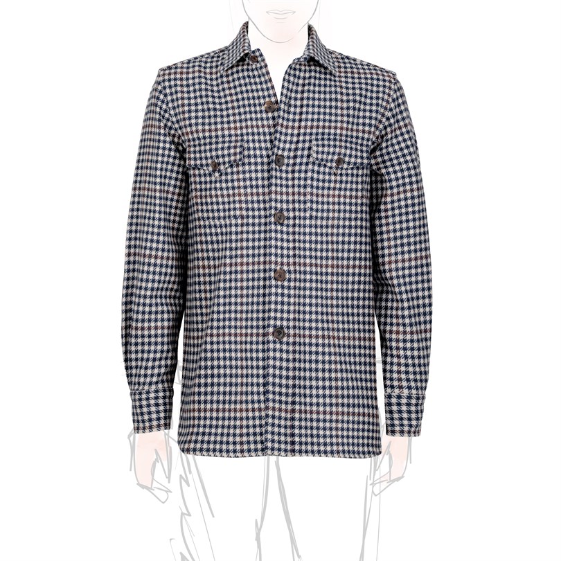 Vintage Archive wool safari jacket in blu pied de poule