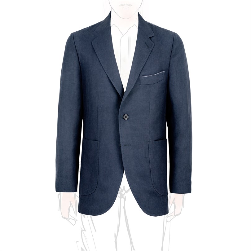 Blue linen blend single-breasted Jacket