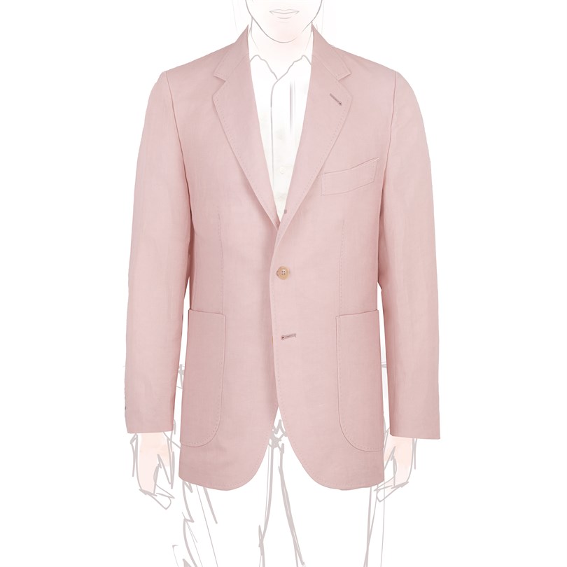 Pink linen blend single-breasted Jacket