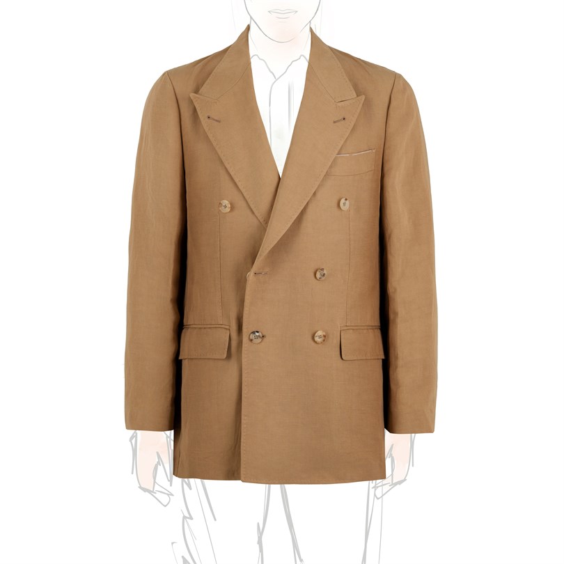 Beige linen-blend  double-breasted jacket