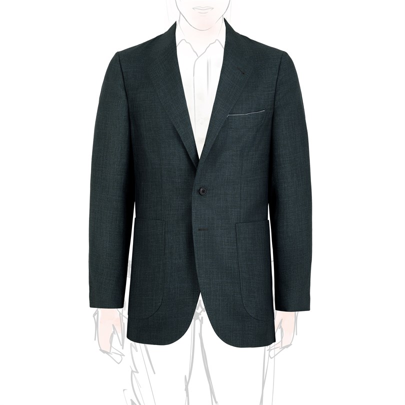 Green cashmere blend single-breasted jacket with foulard lining
