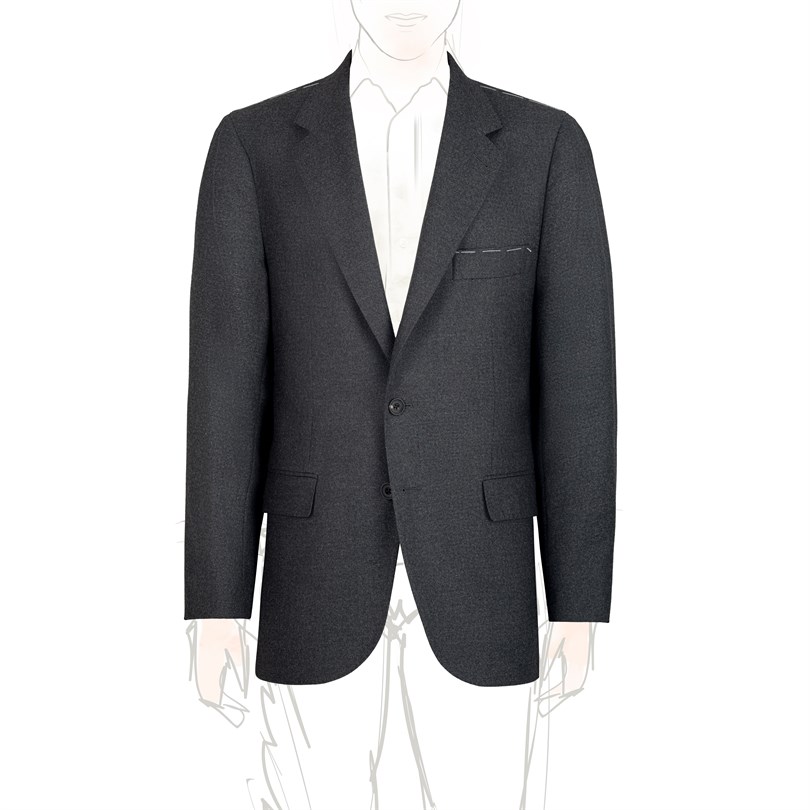 Dark gray flannel wool single-breasted jacket "SW1"