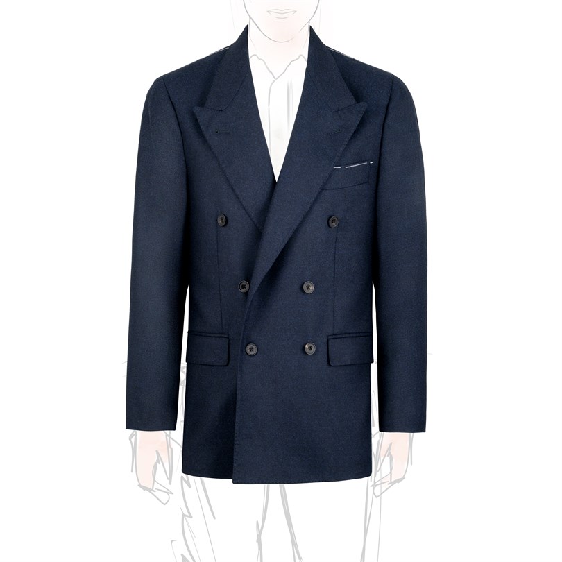 Blue flannel wool double-breasted jacket "SW1"
