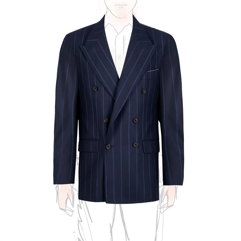 Double-breasted blue pinstripe wool jacket "SW1"