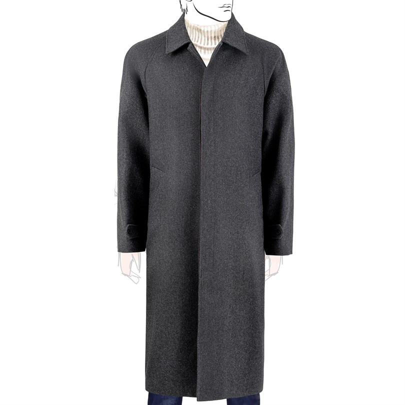 Gray herringbone wool raglan coat
