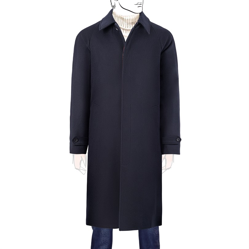 Blue cashmere raglan coat