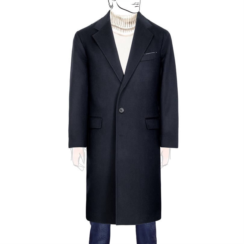 Midnight blue single-breasted cashmere coat
