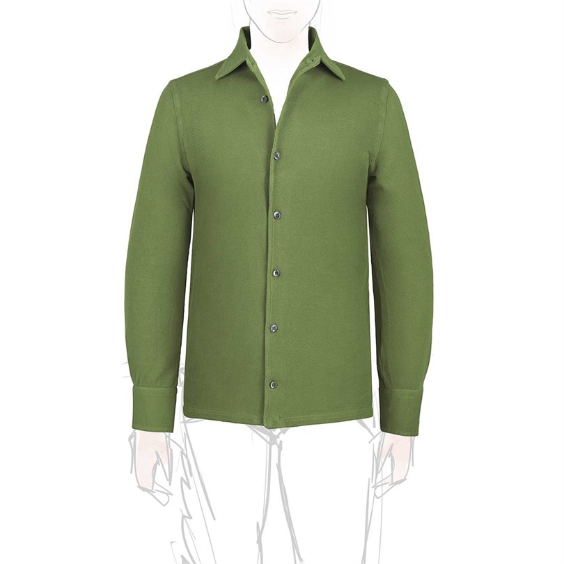 Olive piquet cotton shirt