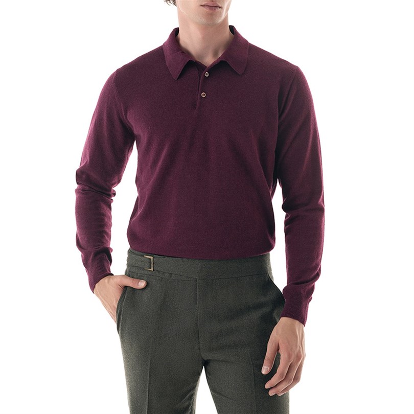 Wine cashmere polo