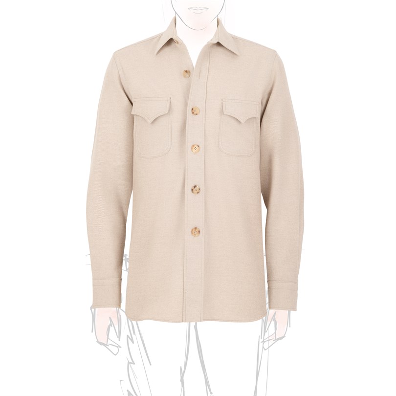 Beige diagonal cashmere overshirt
