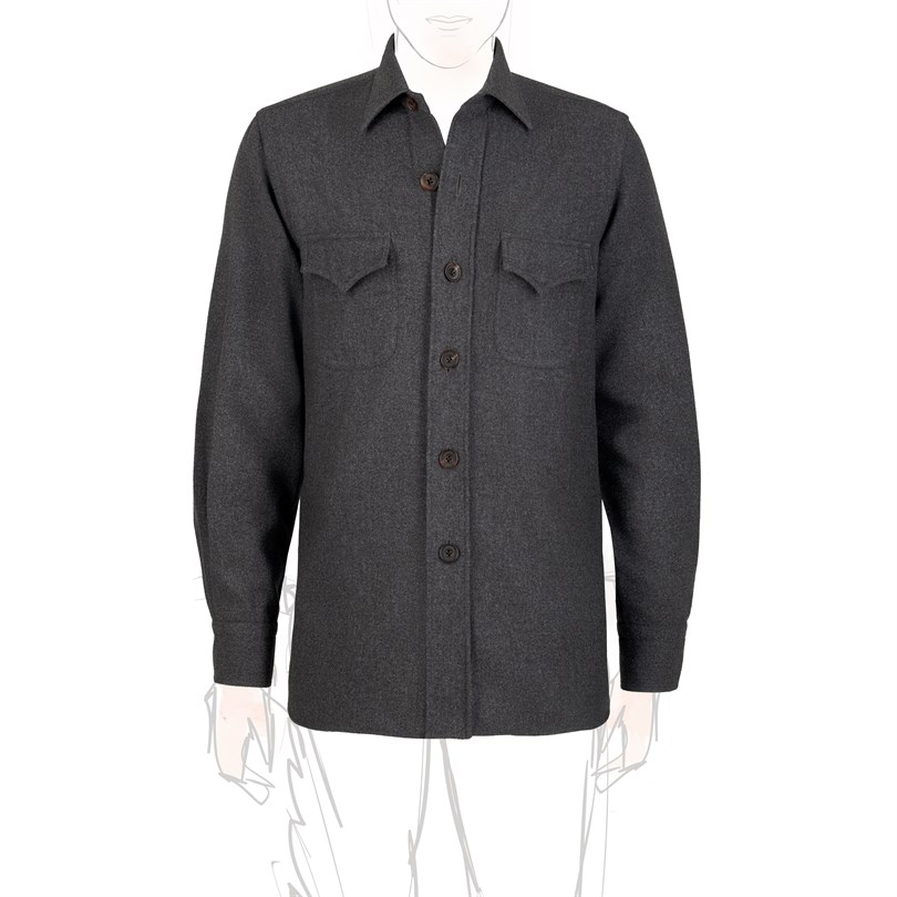 Gray diagonal cashmere overshirt