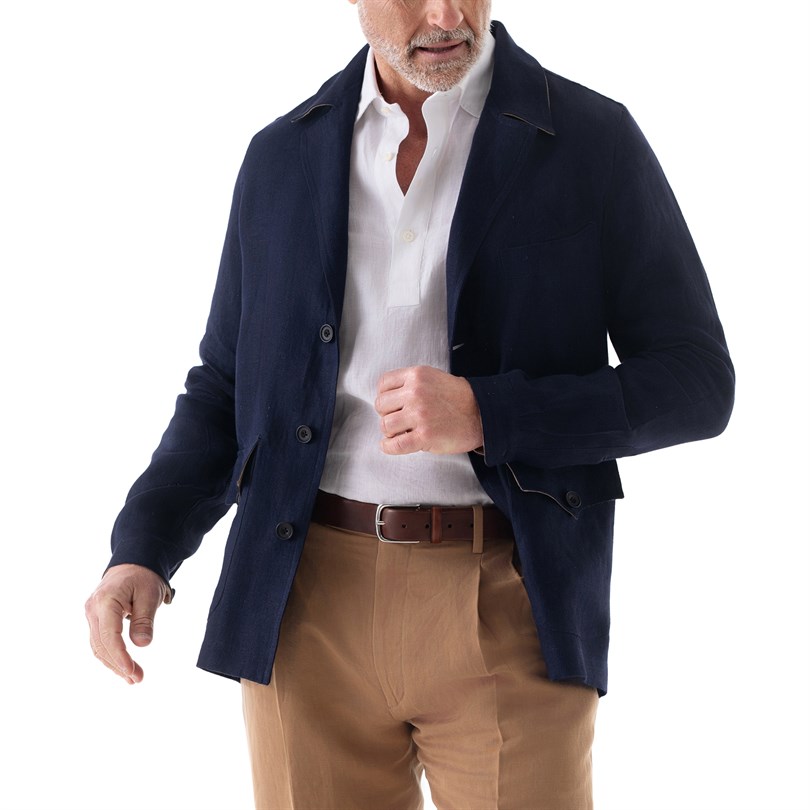 Capri jacket in blue linen 