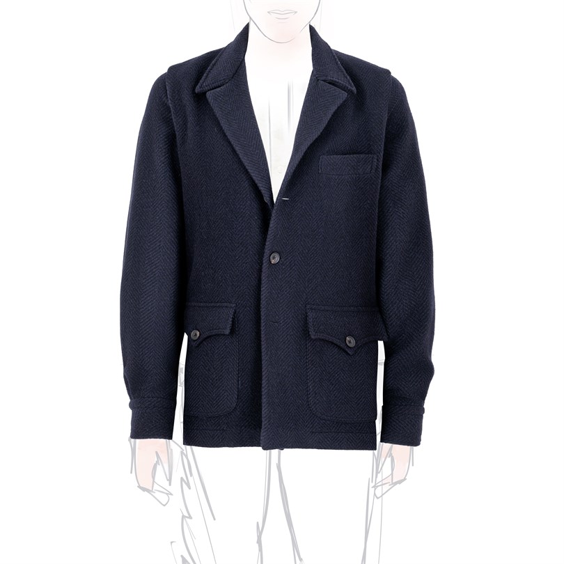 St. Moritz cashmere jacket in blue herringbone