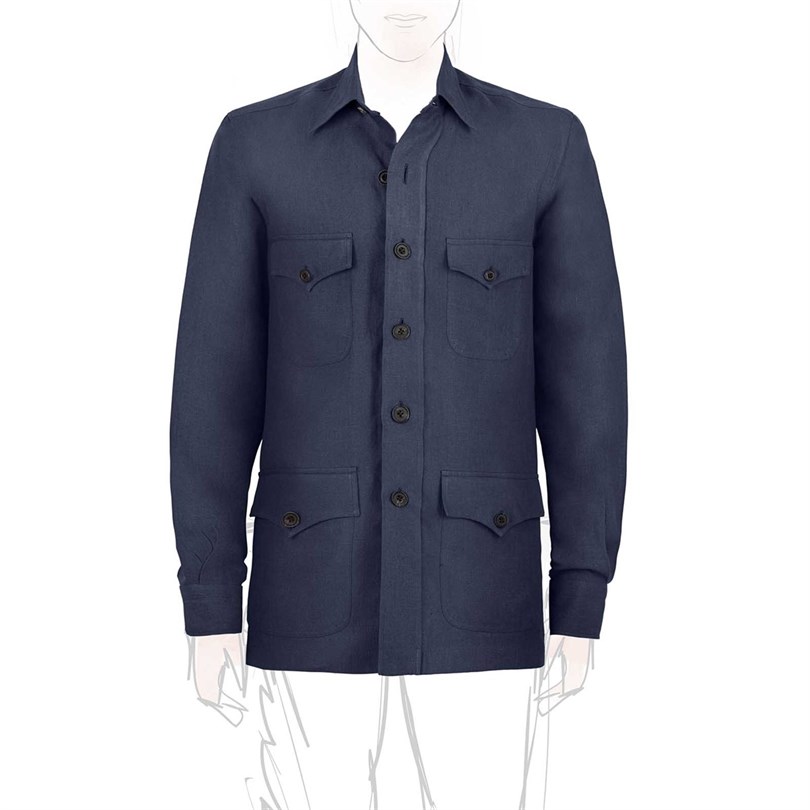 Blue linen safari jacket