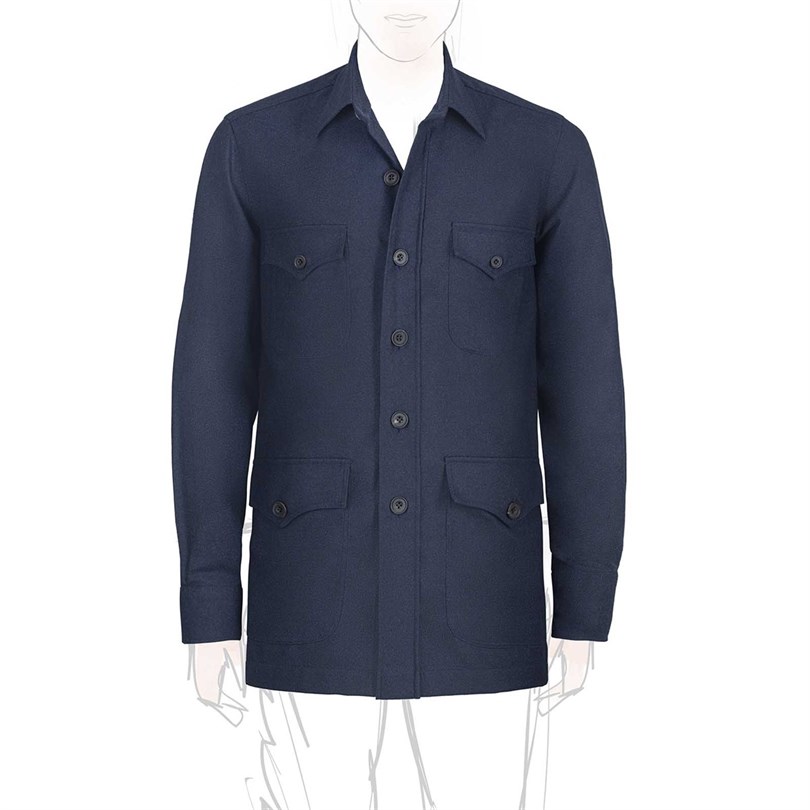 Blue wool safari jacket