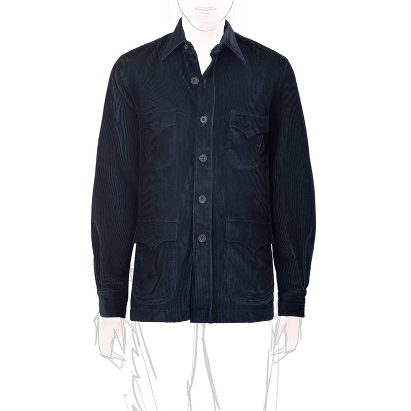 Sahariana in velluto a costine blu