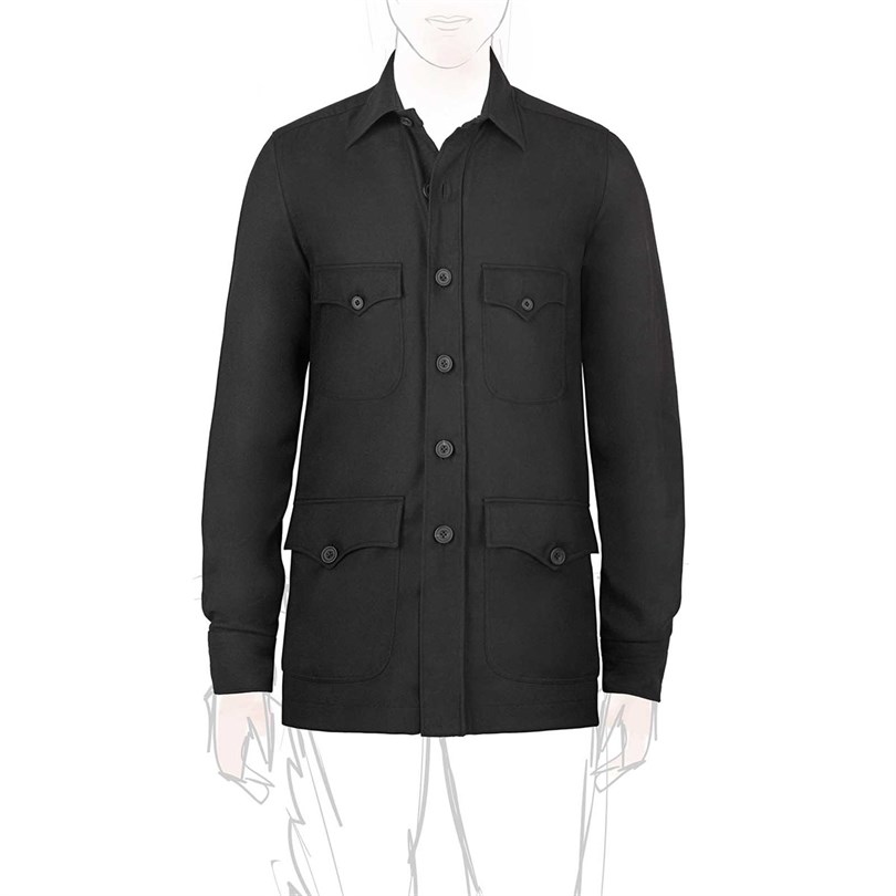 Black wool safari jacket