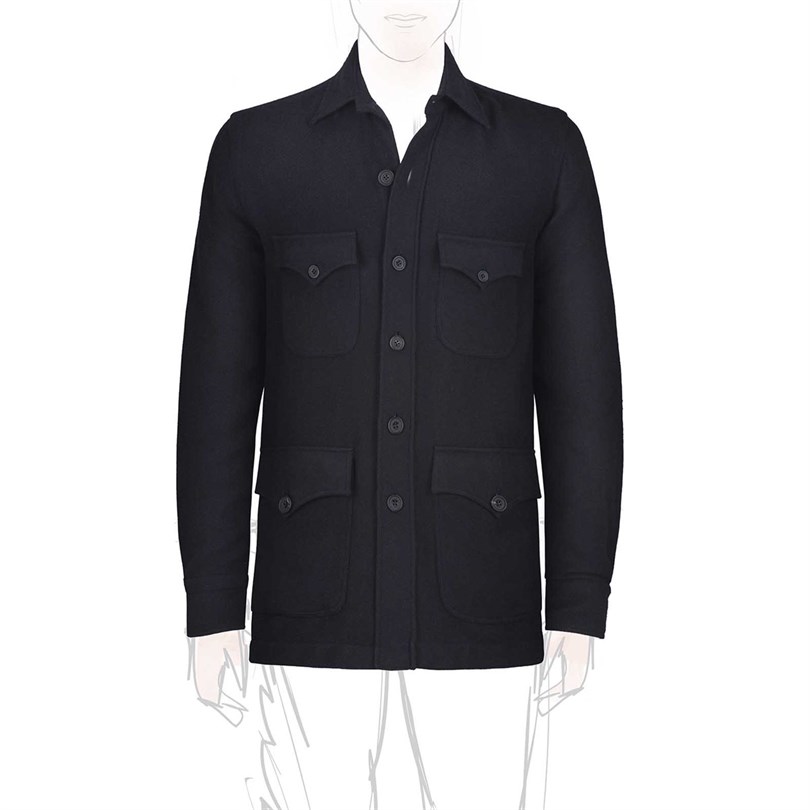 Sahariana in cashmere spigato blu