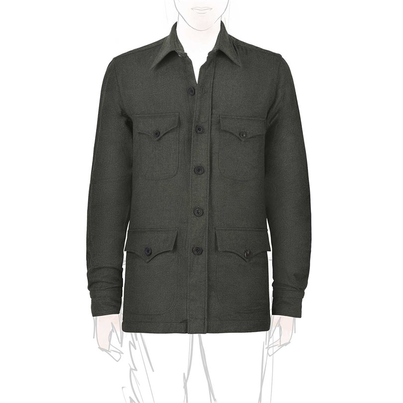 Green wool and silk safari jacket